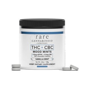 Rare THC + CBC Mood Mints THC 2.5mg CBD 2.5mg  Baunilha - 50 balas
