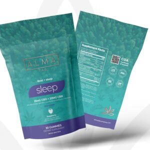 Alma Lab Rest + Sleep Gummies 25mg CBD 20mg CBN - Framboesa 30 Gummies